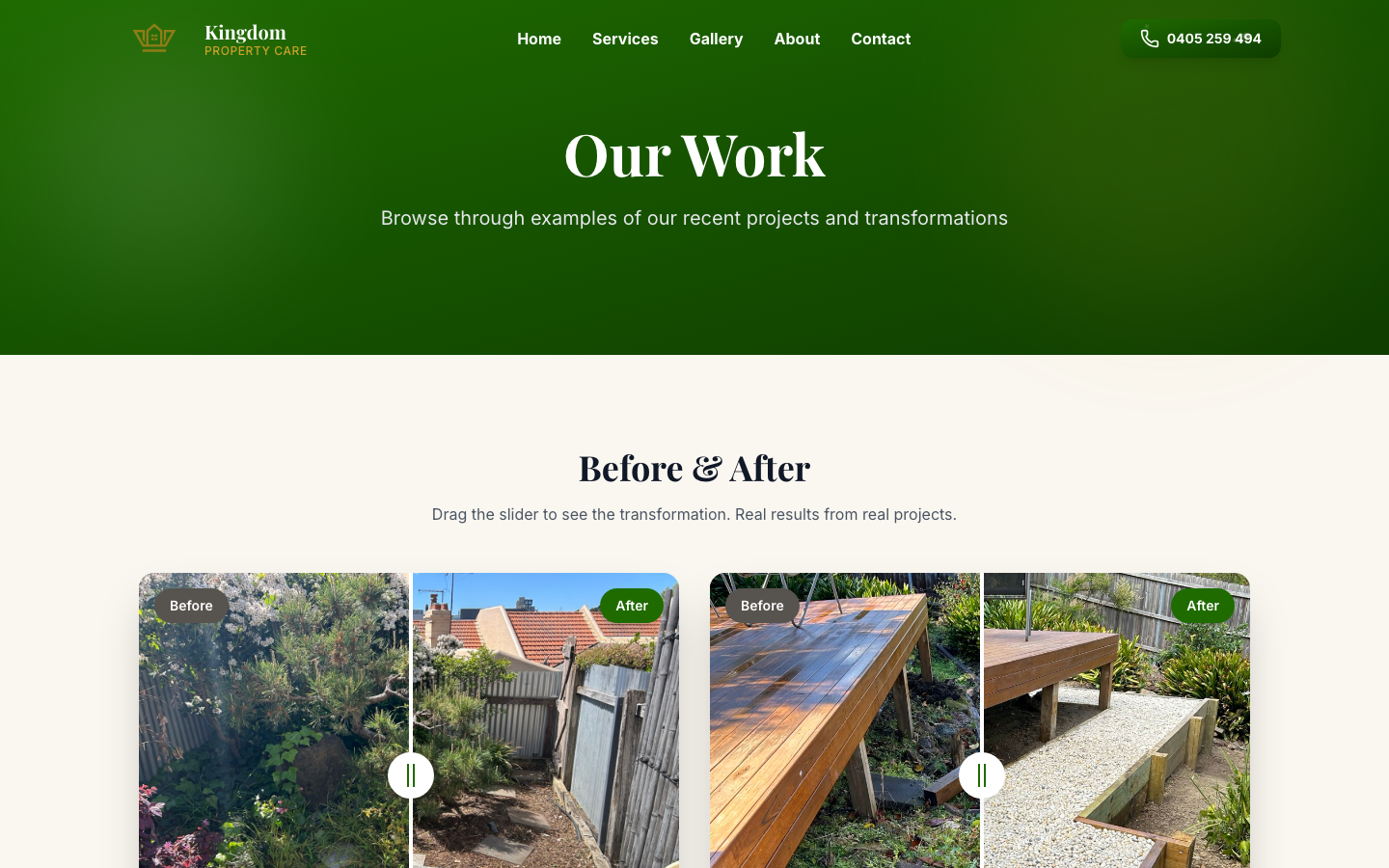 Gallery — before and after project transformations