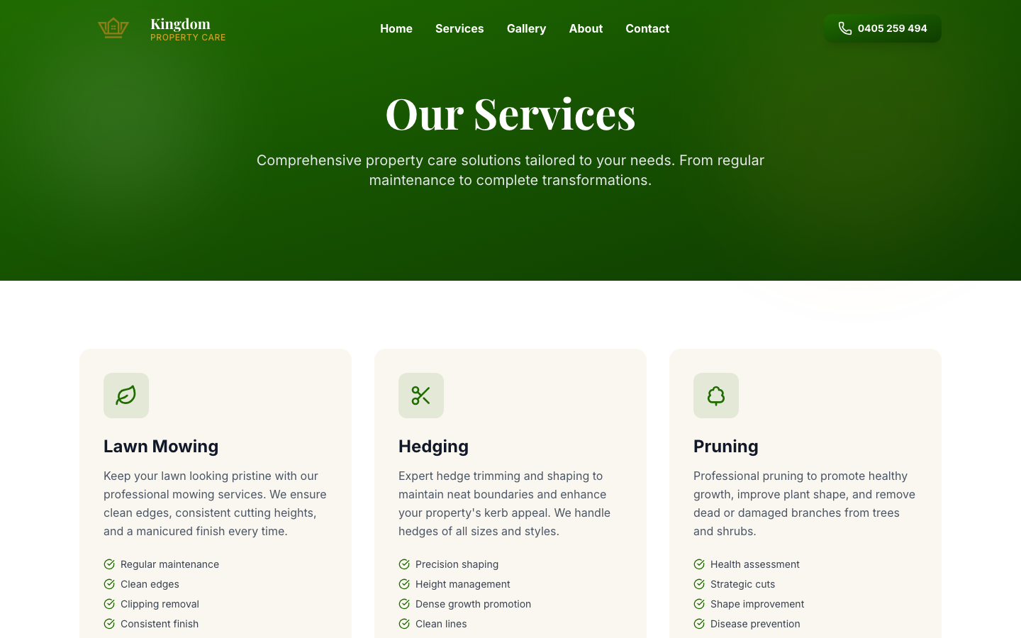 Services — full range of property maintenance