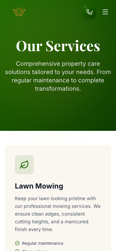 Mobile services page