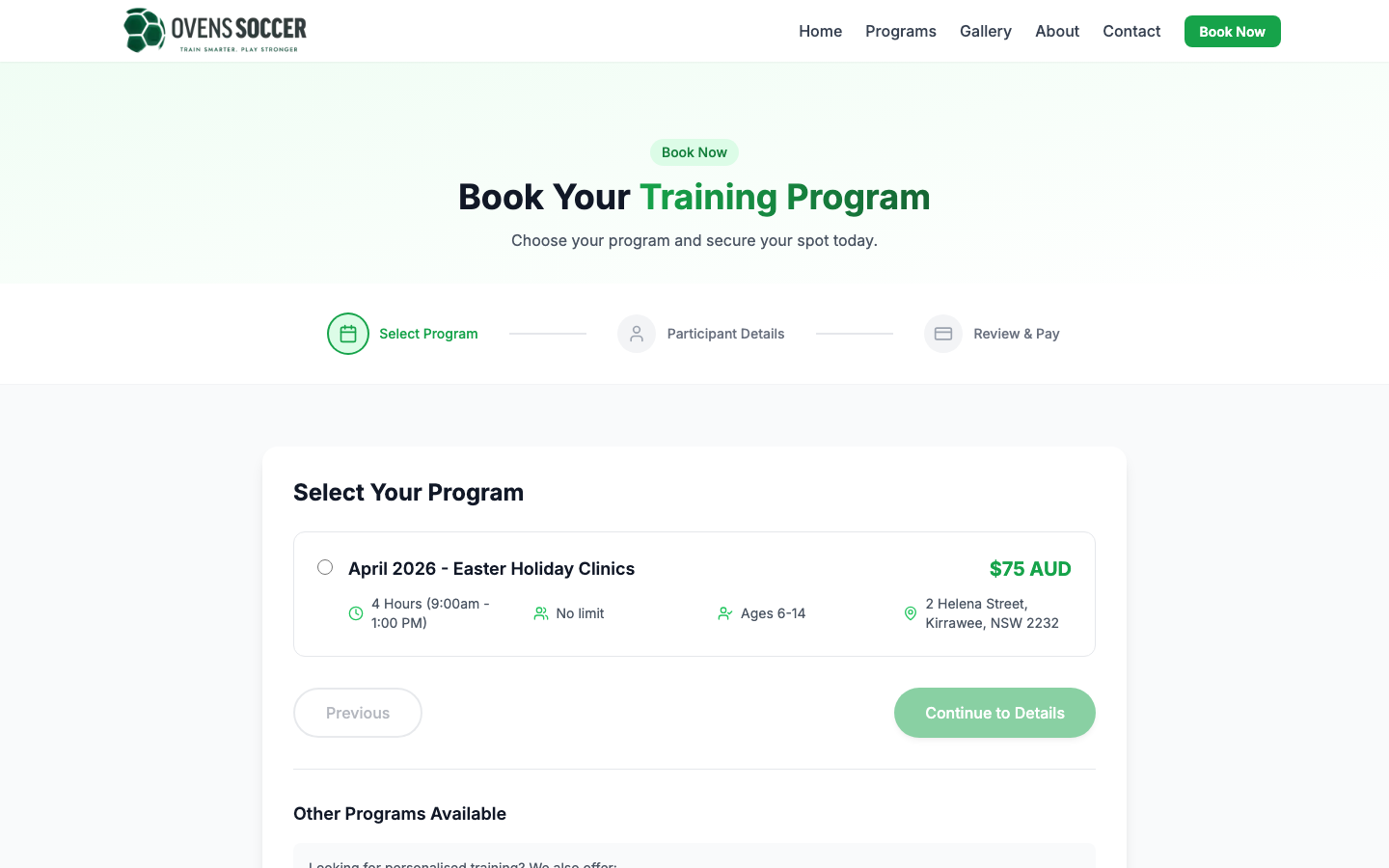 Booking system — integrated payment flow